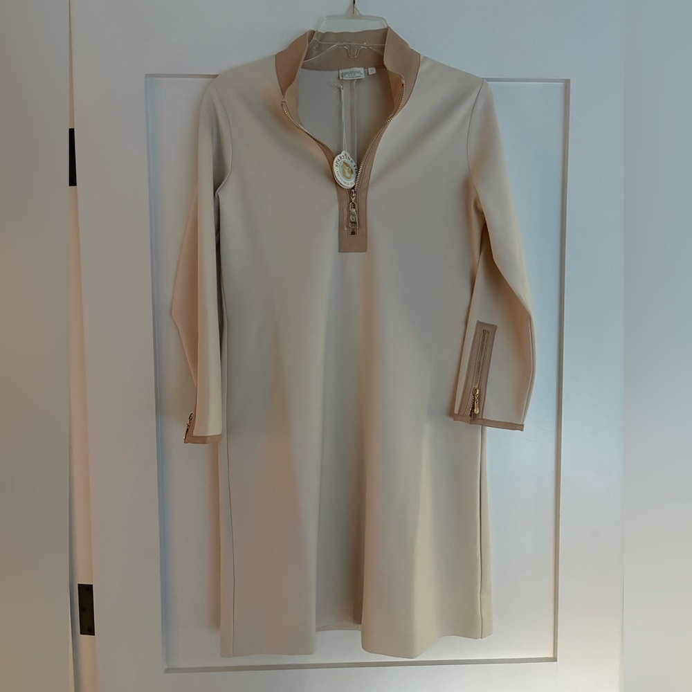 Elegant Cream Long-Sleeve Dress